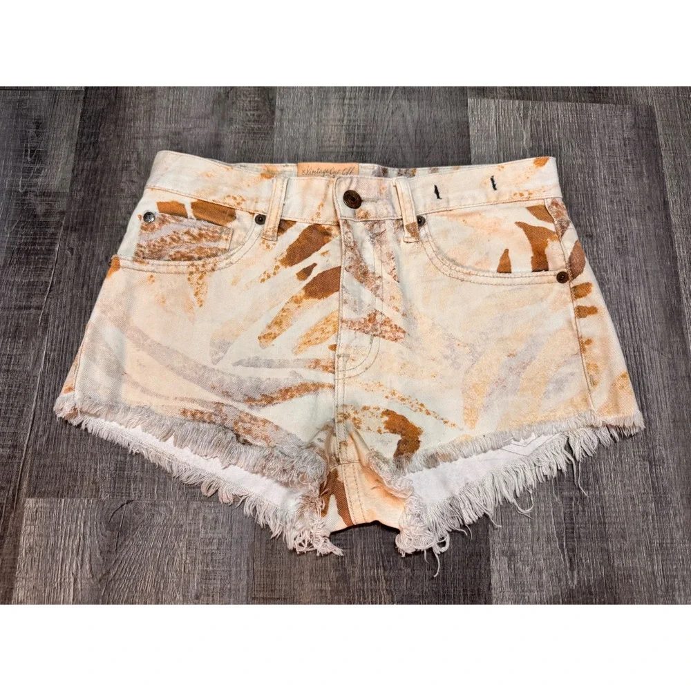 Denim‎ & Supply Ralph Lauren Vintage Cut Off Shorts Abstract Print Tan 25
